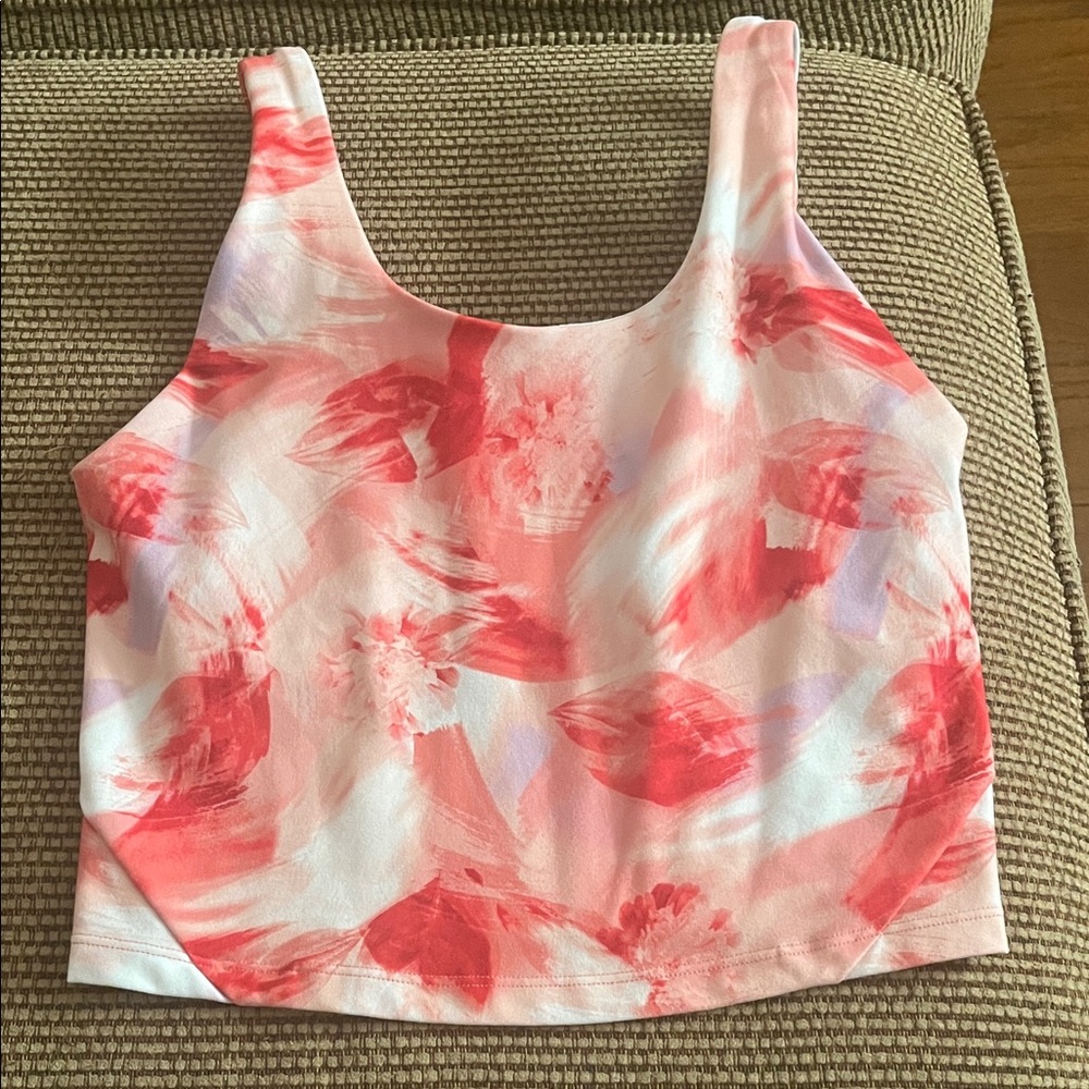 Gaiam Flow Longline Bright Canteloupe Emerson Print Bra Tank